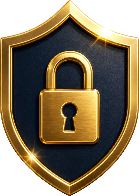 Gold shield lock icon
