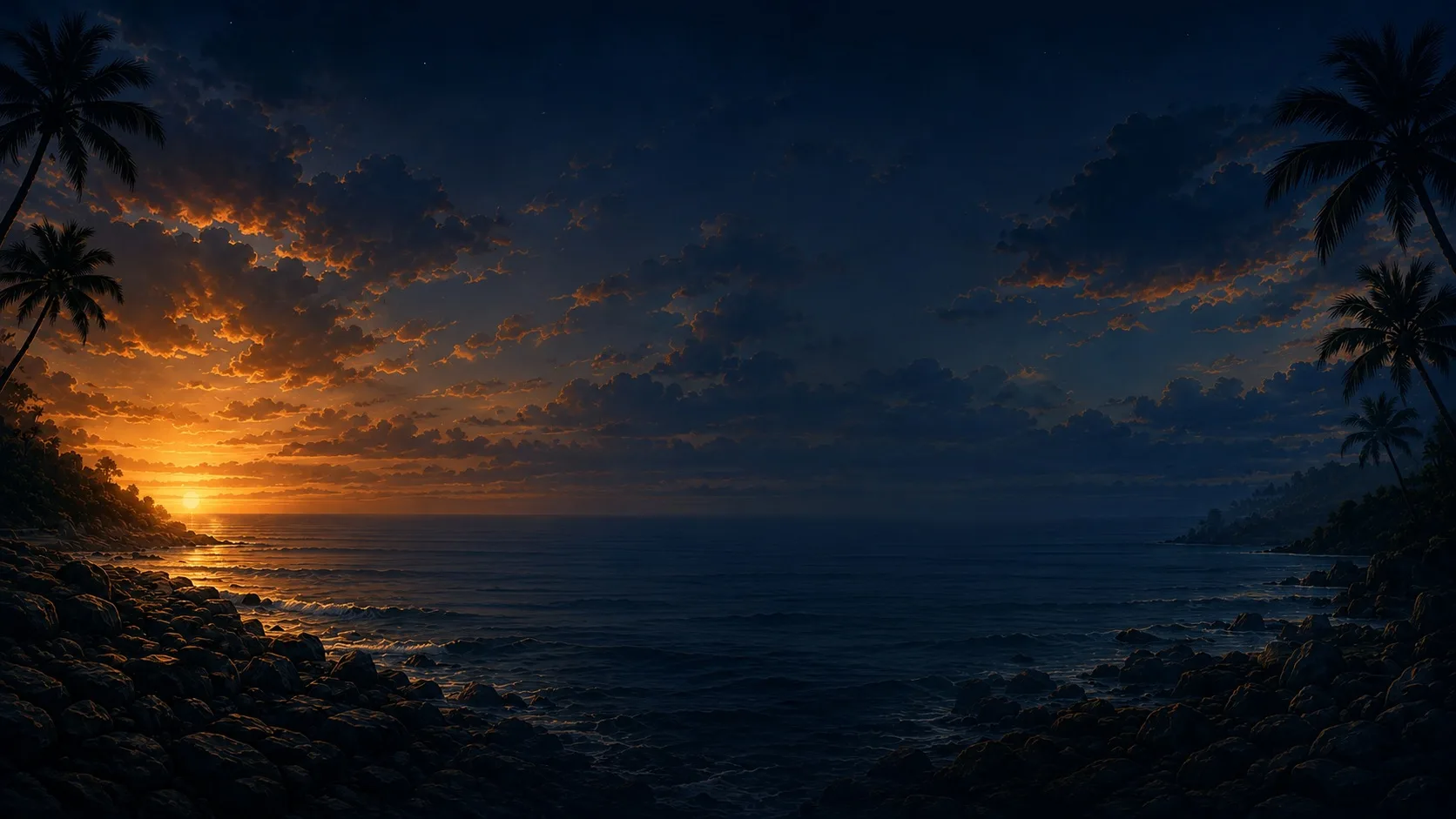 Clean tropical ocean sunset background